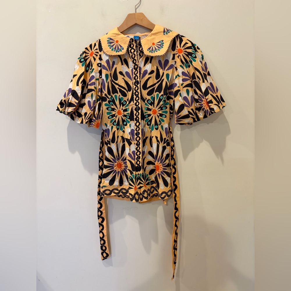 NWT $218 Farm Rio x Anthropologie Puff-Sleeve Printed Romper XXS - Picture 4 of 12